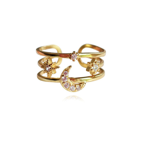 Culturesse Seraphine Celestial Tri-line Open Ring (Gold)