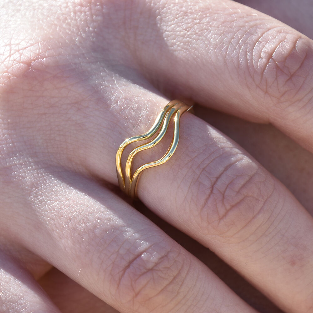 Culturesse Selene Artisan Lining Open Ring (Gold Vermeil)