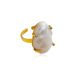 Culturesse Jaquetta 24K Baroque Pearl Open Ring