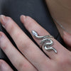 Culturesse Blythia Sculptural Serpent Open Ring (Silver)