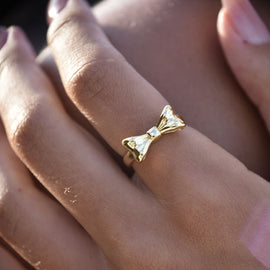Culturesse Elvie Artisan Bow Open Ring (Gold Vermeil)