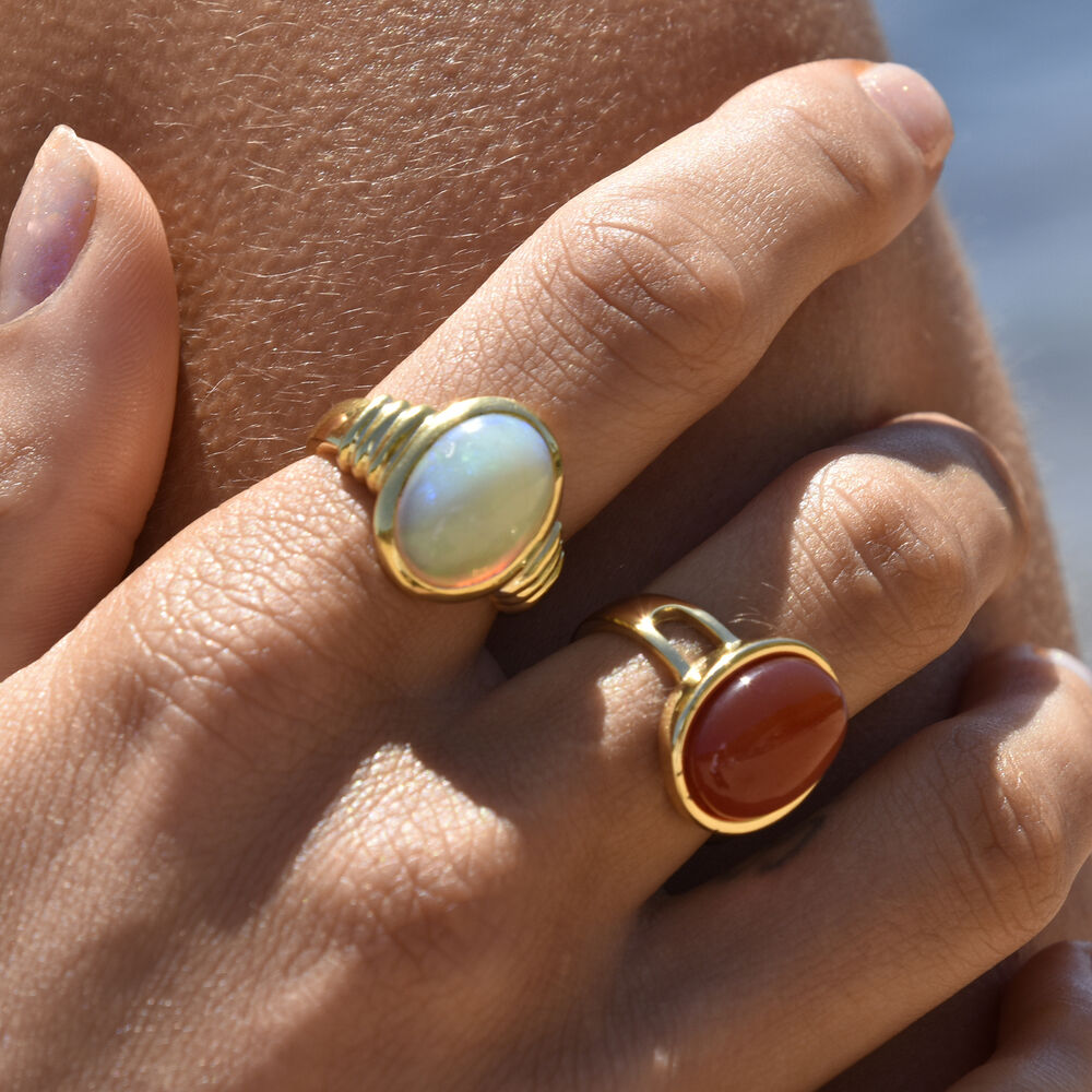 Culturesse Blaze Carnelian Quartz Open Ring