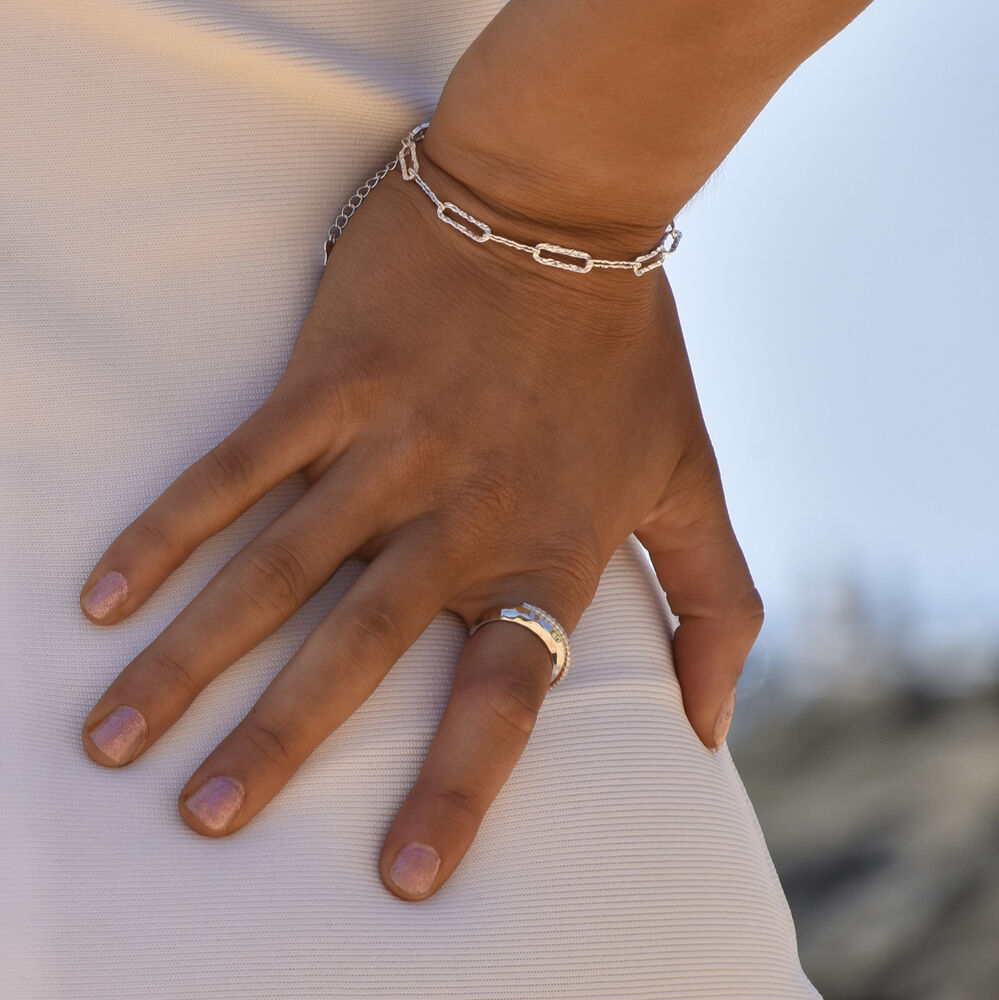 Culturesse Astre Artisan Diamante Wave Open Ring (Silver)