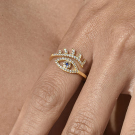 Culturesse Una Artisan Evil Eye Open Ring (Gold)