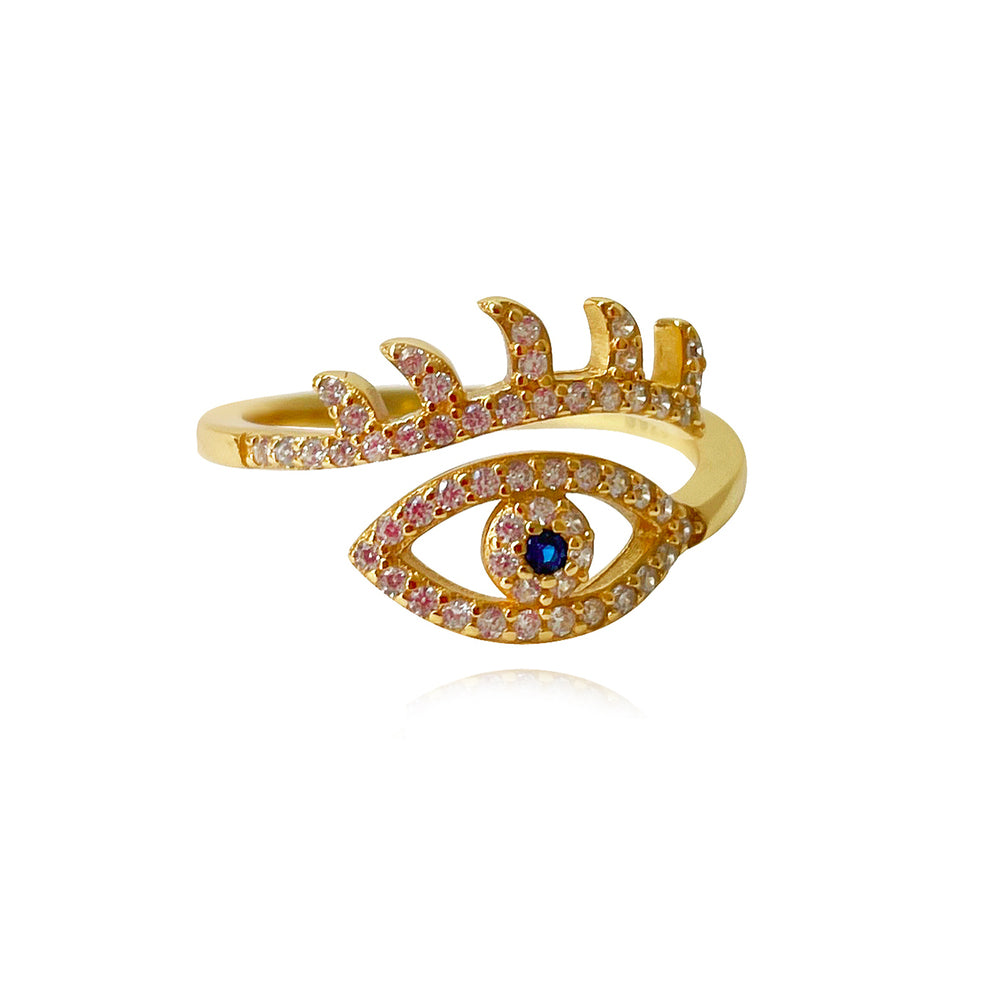 Culturesse Una Artisan Evil Eye Open Ring (Gold)
