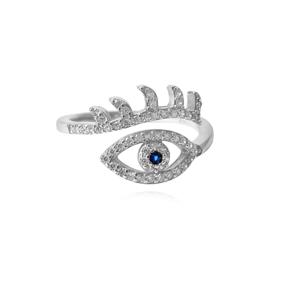 Culturesse Una Artisan Evil Eye Open Ring (Silver)