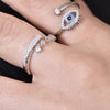 Culturesse Adiva Artisan Evil Eye Wrap Open Ring (Silver)