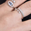 Culturesse Adiva Artisan Evil Eye Wrap Open Ring (Silver)