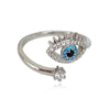 Culturesse Adiva Artisan Evil Eye Wrap Open Ring (Silver)