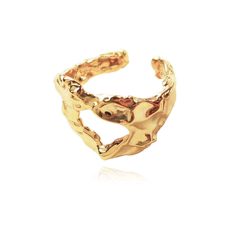 Culturesse Cosette Sculpture Open Ring - Gold