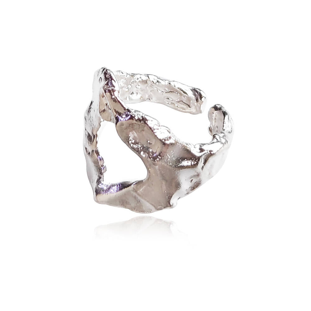 Culturesse Cosette Sculpture Open Ring - Silver