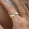 Culturesse Isaline Textured Wavy Open Ring (Silver)