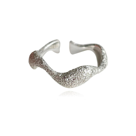 Culturesse Isaline Textured Wavy Open Ring (Silver)