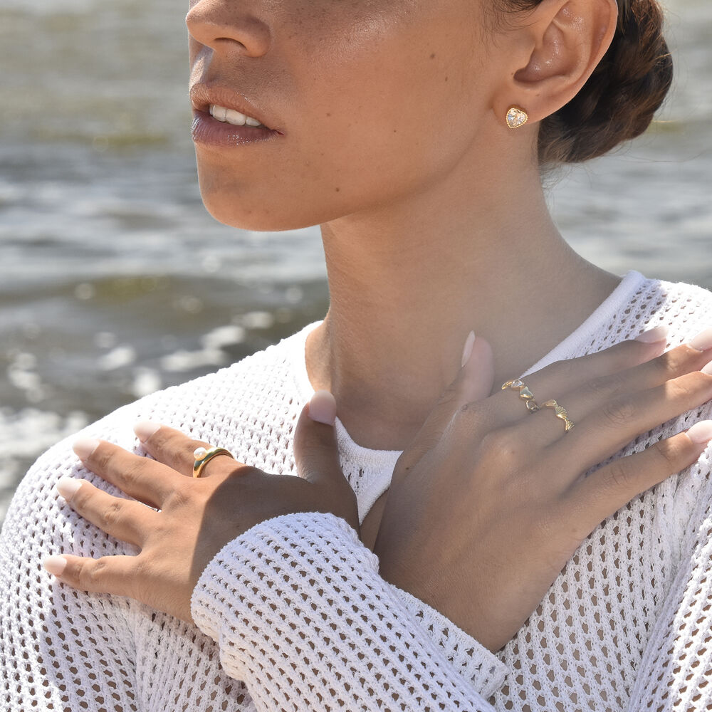Culturesse Adalene Simplicity Pearl Open Ring (Gold)