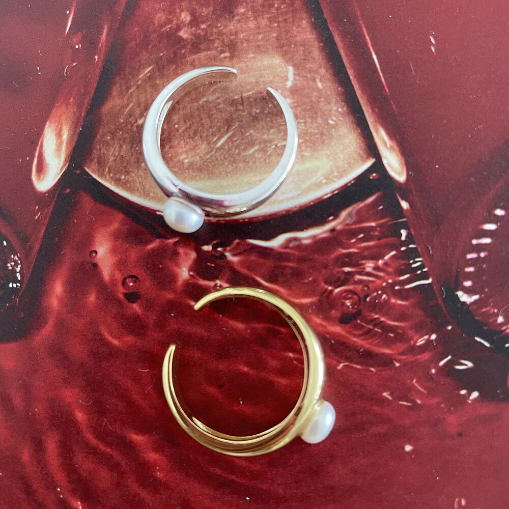 Culturesse Adalene Simplicity Pearl Open Ring (Gold)
