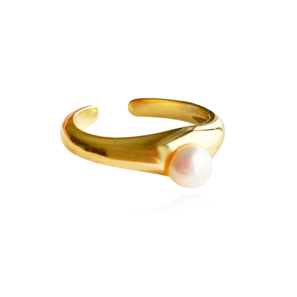 Culturesse Adalene Simplicity Pearl Open Ring (Gold)