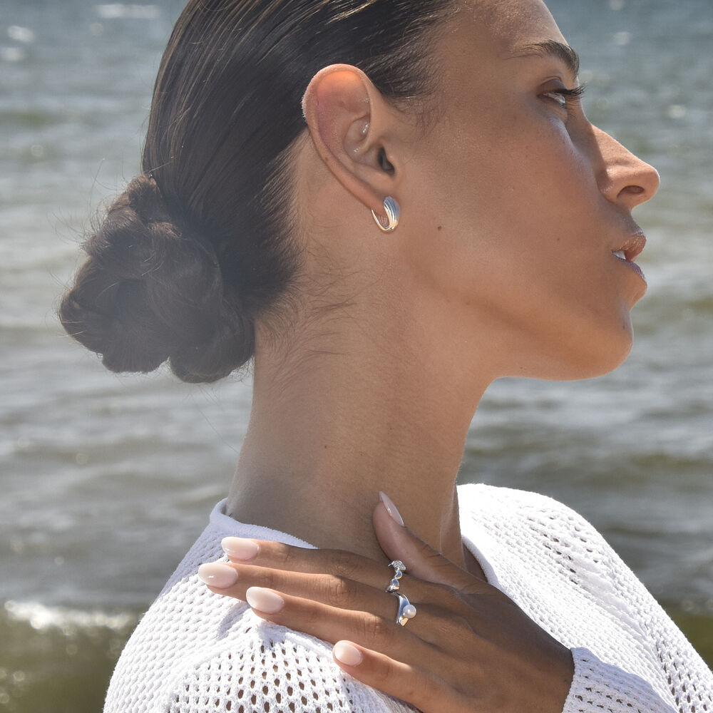 Culturesse Adalene Simplicity Pearl Open Ring (Silver)