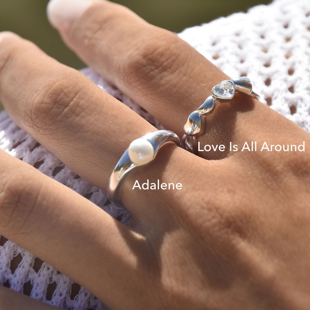 Culturesse Adalene Simplicity Pearl Open Ring (Silver)