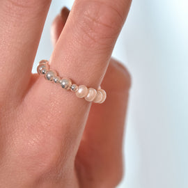 Culturesse Aoife Silver Beaded Pearl Ring
