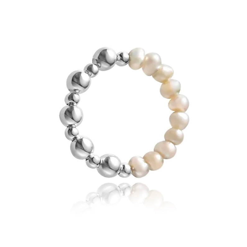 Culturesse Aoife Silver Beaded Pearl Ring