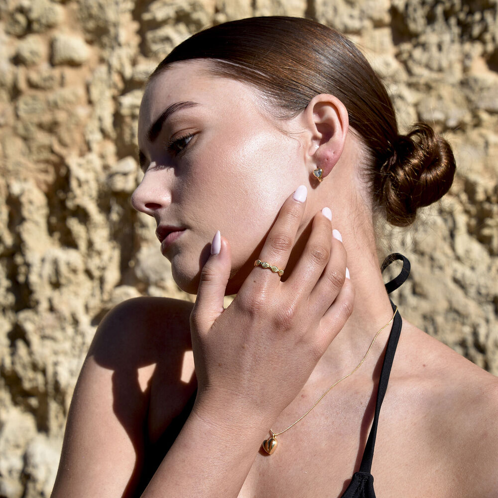 Culturesse Tresor Artisan Scallop Open Ring (Gold Vermeil)