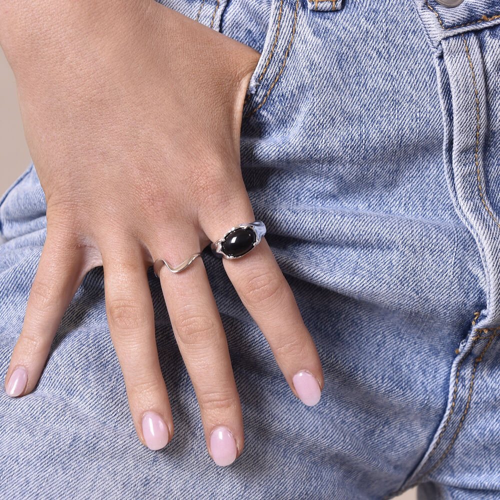 Culturesse Elliot Artisan Black Onyx Open Ring