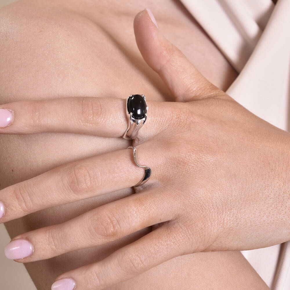 Culturesse Elliot Artisan Black Onyx Open Ring