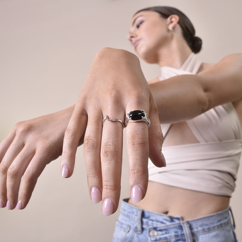Culturesse Elliot Artisan Black Onyx Open Ring