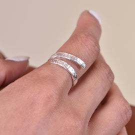 Culturesse Noora Sculpture Wrap Open Ring (Silver)