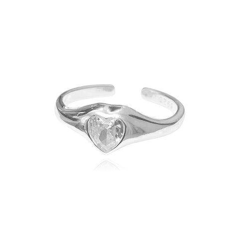Culturesse Angelica Silver Heart Open Ring