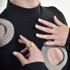 Culturesse Elenor Artsy Lining Open Ring (Gold Vermeil)