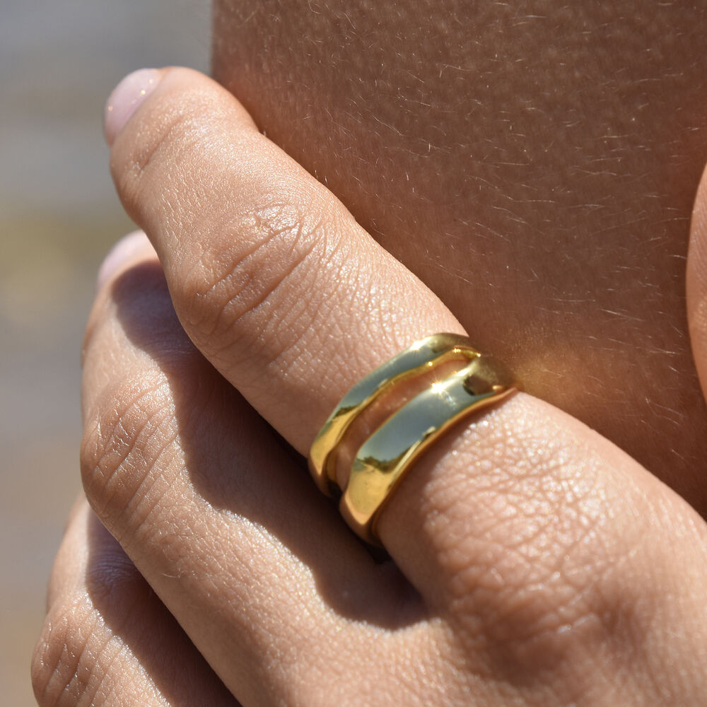 Culturesse Elanor Twin Line Open Ring (Gold Vermeil)