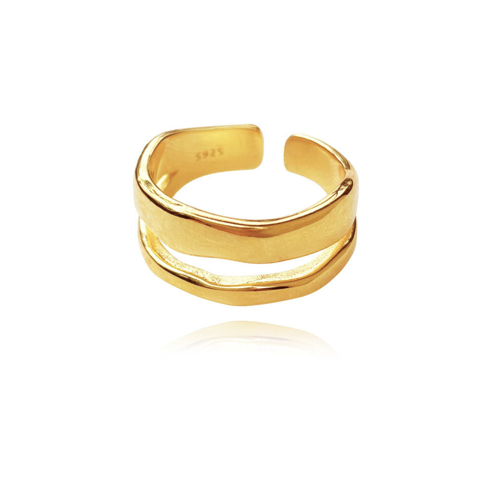 Culturesse Elanor Twin Line Open Ring (Gold Vermeil)