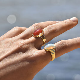 Culturesse Samara Luxury Solid Opal Open Ring