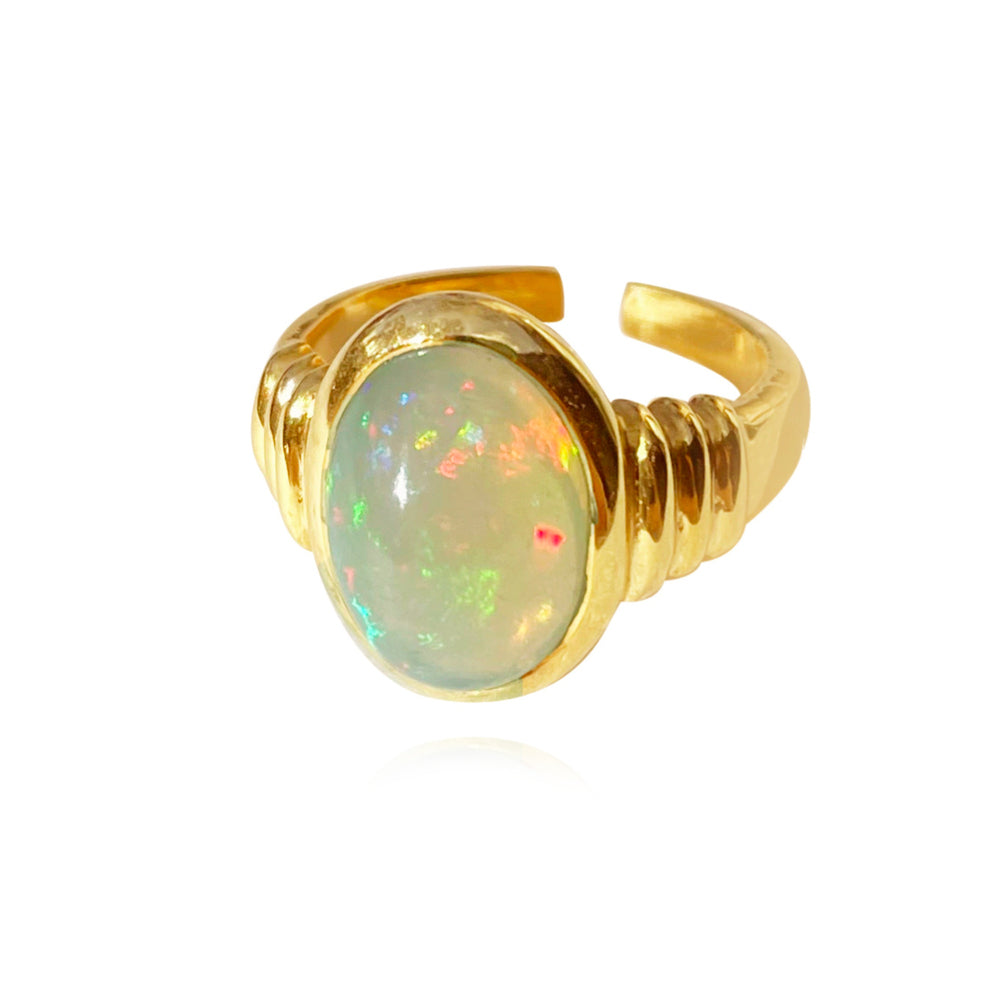 Culturesse Samara Luxury Solid Opal Open Ring