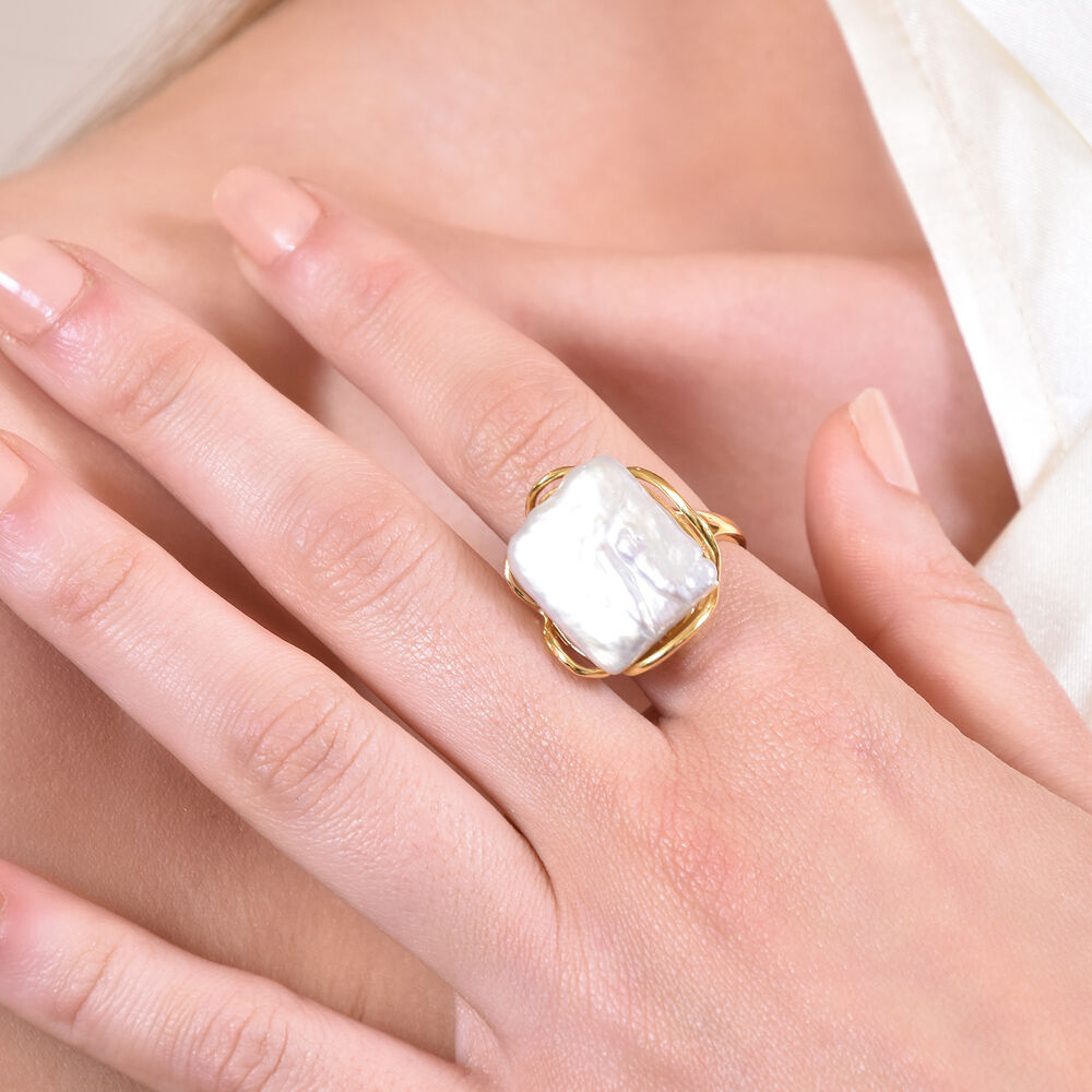 Culturesse Lorenza Gold Filled Pearl Open Ring
