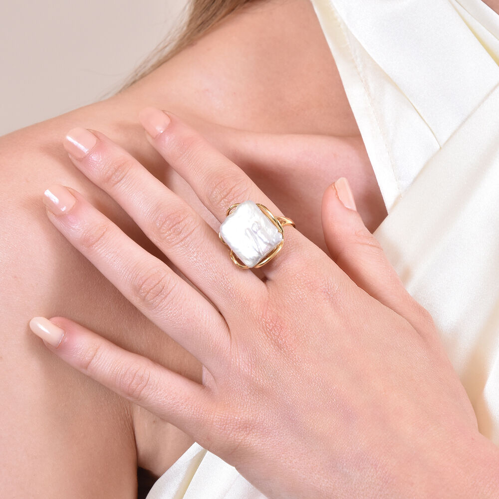 Culturesse Lorenza Gold Filled Pearl Open Ring