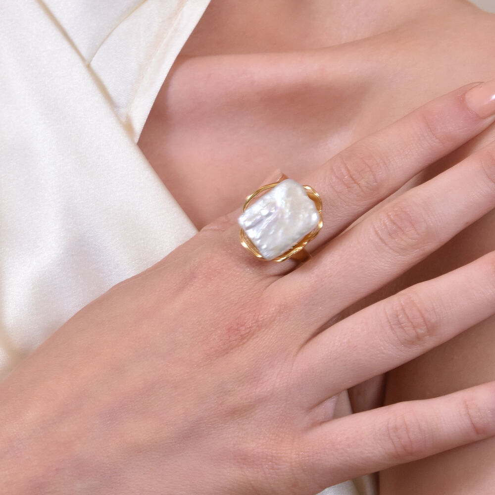 Culturesse Lorenza Gold Filled Pearl Open Ring