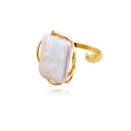 Culturesse Lorenza Gold Filled Pearl Open Ring