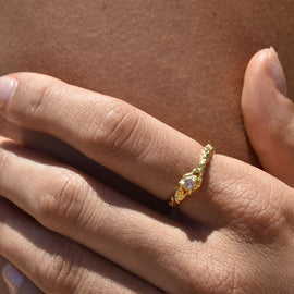 Culturesse Violette Artisan Textured Zircon Open Ring