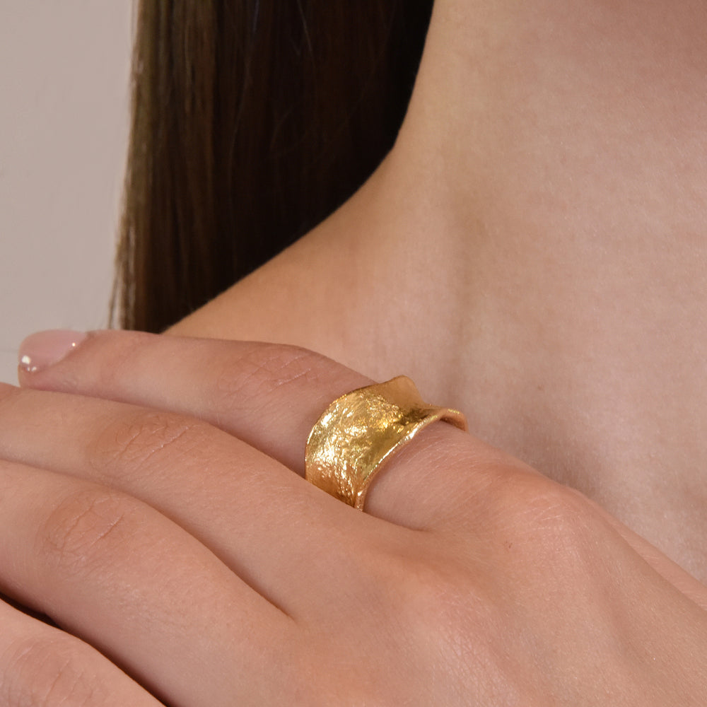 Culturesse Cascade Gold Vermeil Textured Open Ring