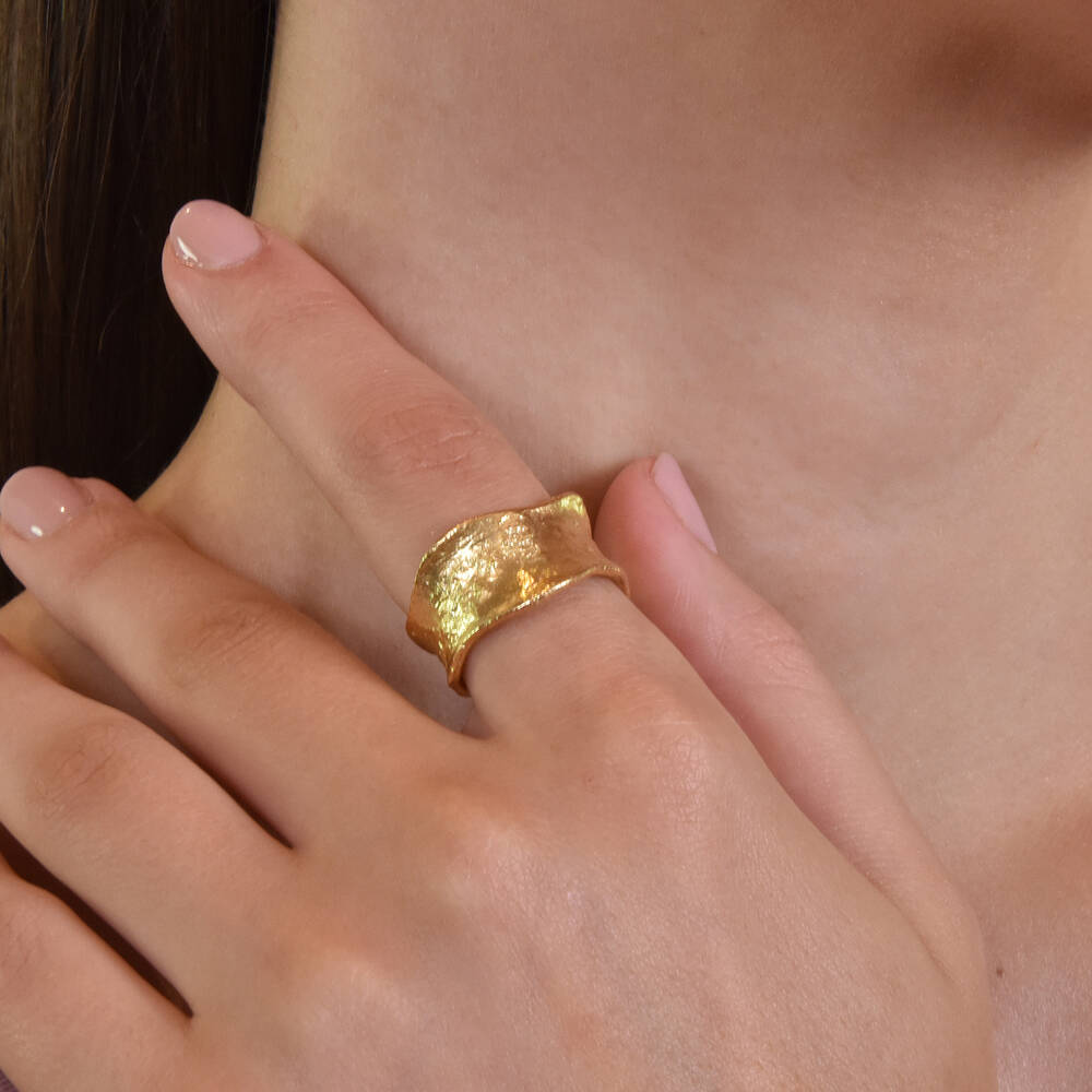 Culturesse Cascade Gold Vermeil Textured Open Ring