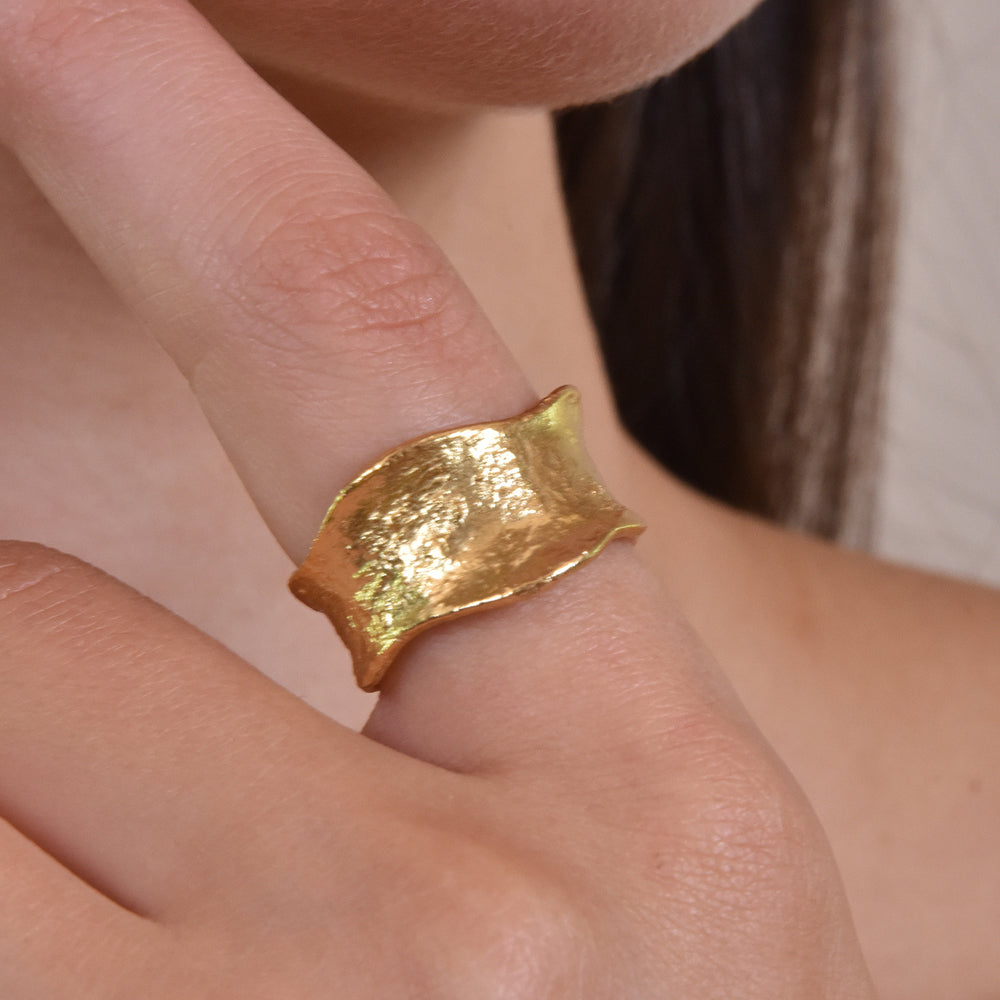 Culturesse Cascade Gold Vermeil Textured Open Ring