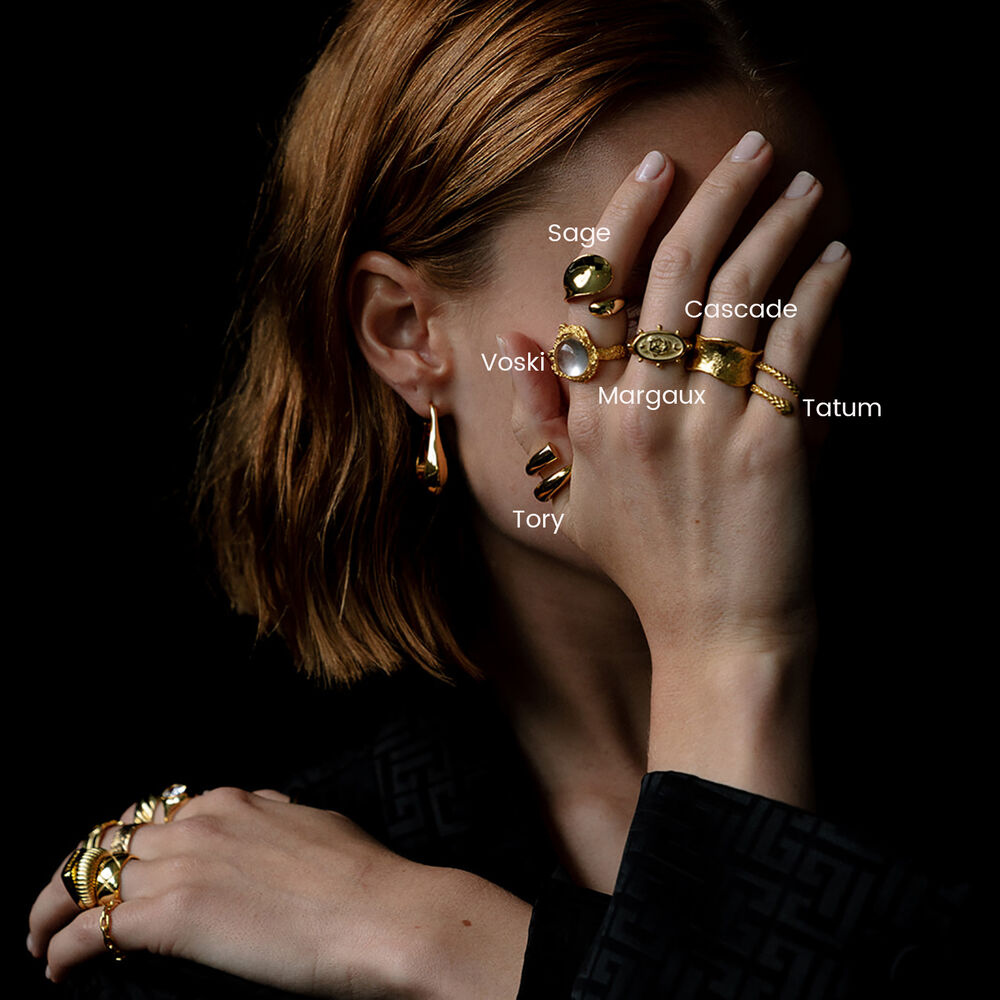 Culturesse Cascade Gold Vermeil Textured Open Ring