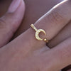 Culturesse Chandra Artisan Crescent Moon Open Ring (Gold Vermeil)