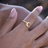 Culturesse Chandra Artisan Crescent Moon Open Ring (Gold Vermeil)