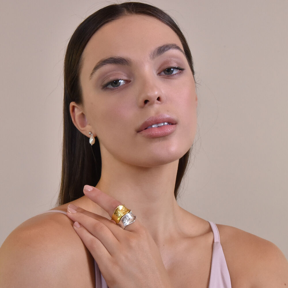 Culturesse Gwenore Textured Silver Open Ring