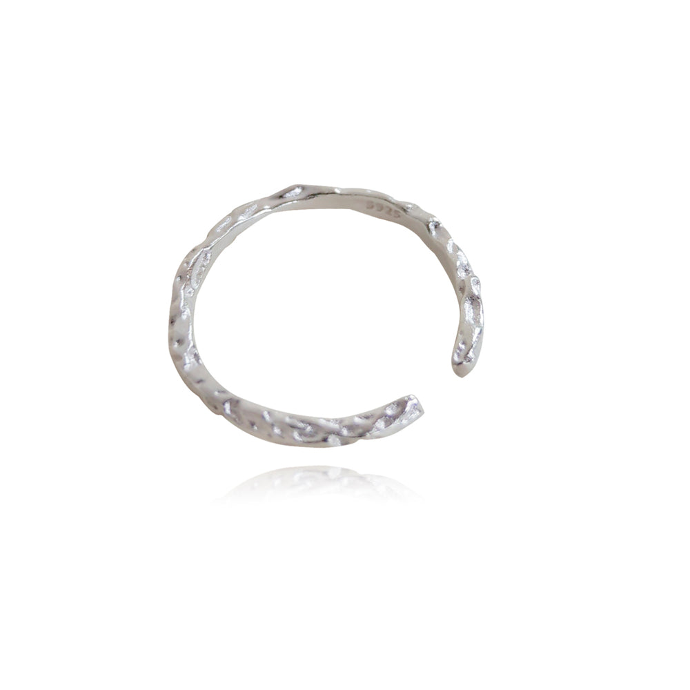 Culturesse Liv Fine Textured Silver Open Ring