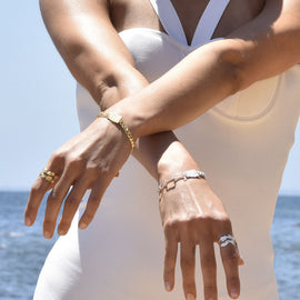 Culturesse Hendrix Sculpture Twin Line Open Ring (Gold)