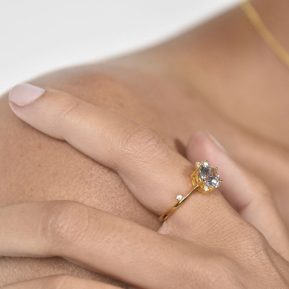 Culturesse Phaedra Austrian Fine Zircon Open Ring (Gold Vermeil)
